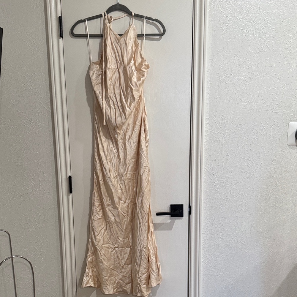 Bardot champagne Evening Gown